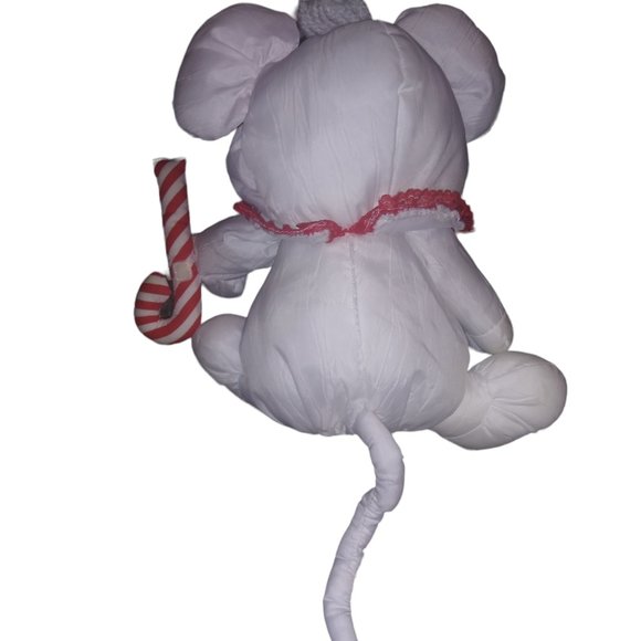 VTG Fisher Price PUFFALUMP Holiday White Mouse Candy Cane Stuffed Plush Toy 1987 - Picture 2 of 7